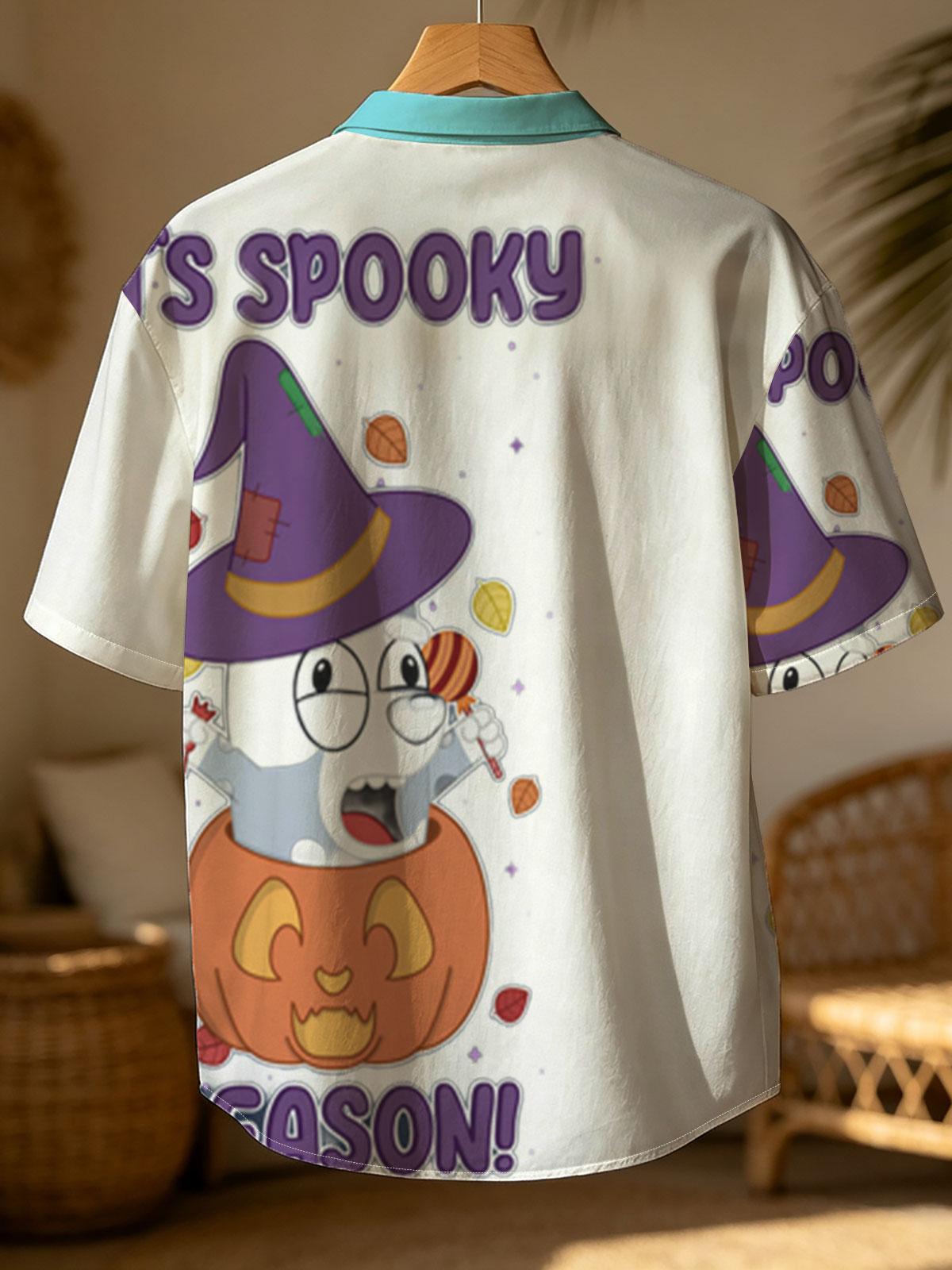 It's Spooky Season! Cartoon Dog in Witch Hat and Pumpkin -  Shirt