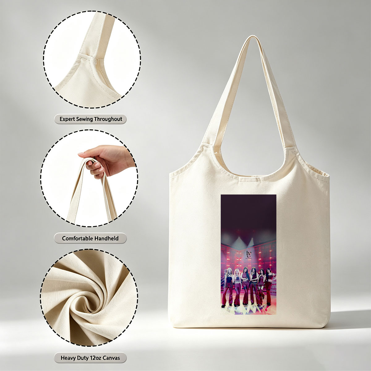 IVE in a Futuristic Studio with Red Lighting and Reflective Floor - Canvas shoulder bags/