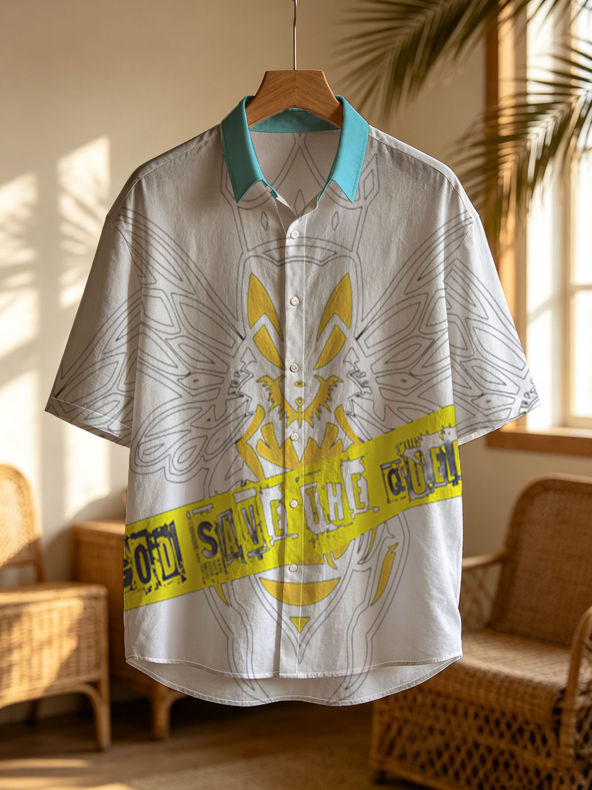 God Save the Queen: Bee with Crown and Yellow Banner -  Shirt