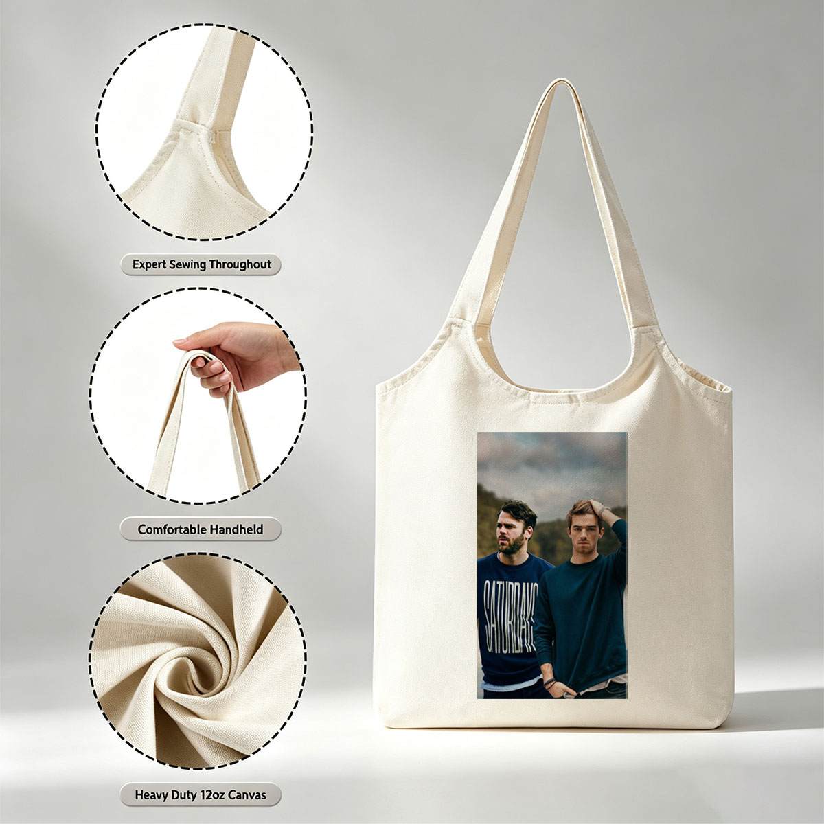 Liam Payne and a Friend in Casual Outfit Standing Outdoors with Nature Background - Canvas shoulder bags/