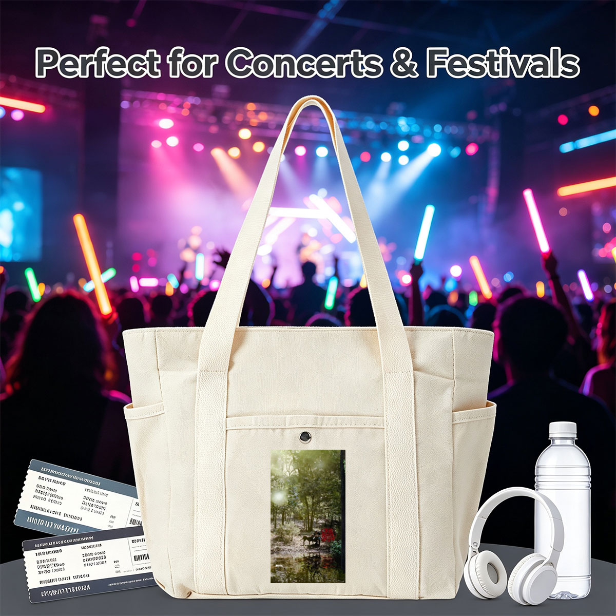Warren Zevon in the Forest with Dog and Reflection in Water - Multi-pocket bags