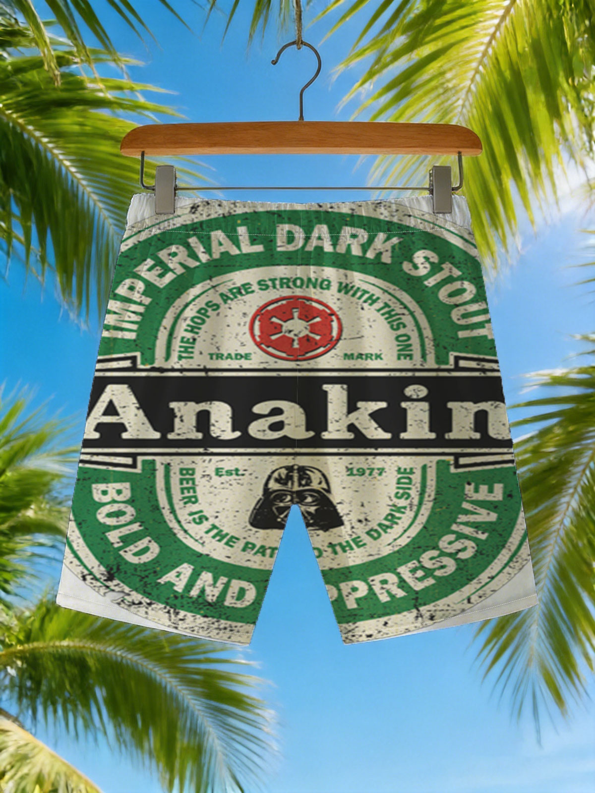 Anakin Imperial Dark Stout: Star Wars-Themed Beer with Darth Vader and Empire Symbolism -  Beach shorts