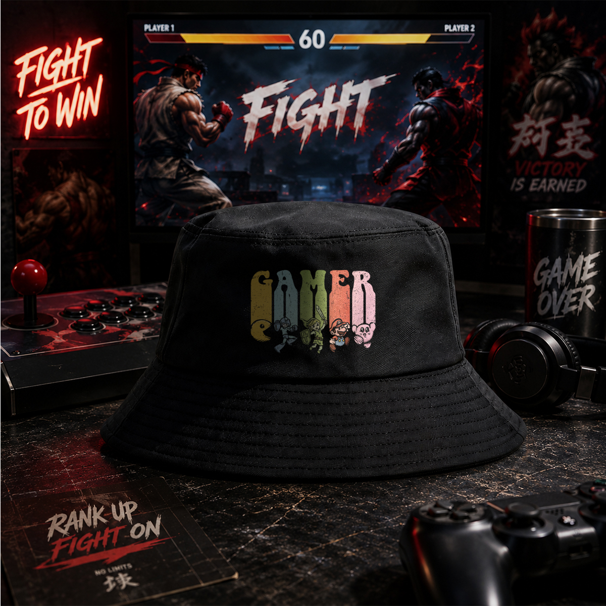 Gamer: Pac-Man, Mega Man, Zelda, Mario, Kirby - Fisherman's Hat