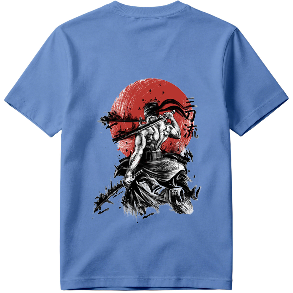 Samurai Warrior with Dual Swords Against Red Sun - Tee