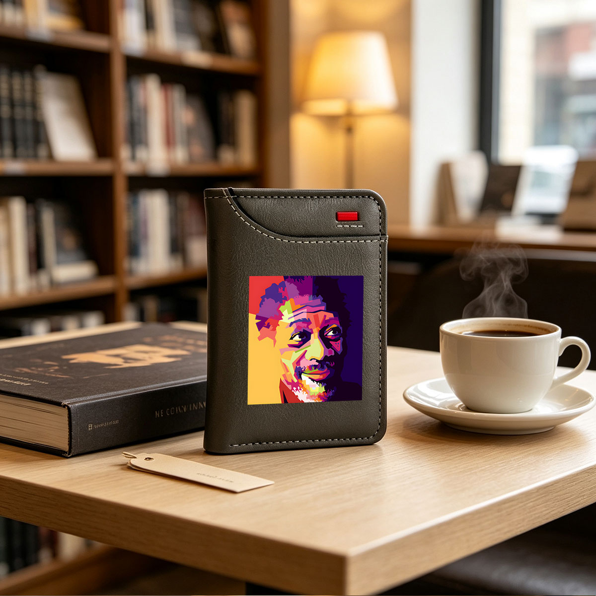 Colorful Abstract Portrait of a Man with Vibrant Geometric Patterns - Vertical Style Wallet