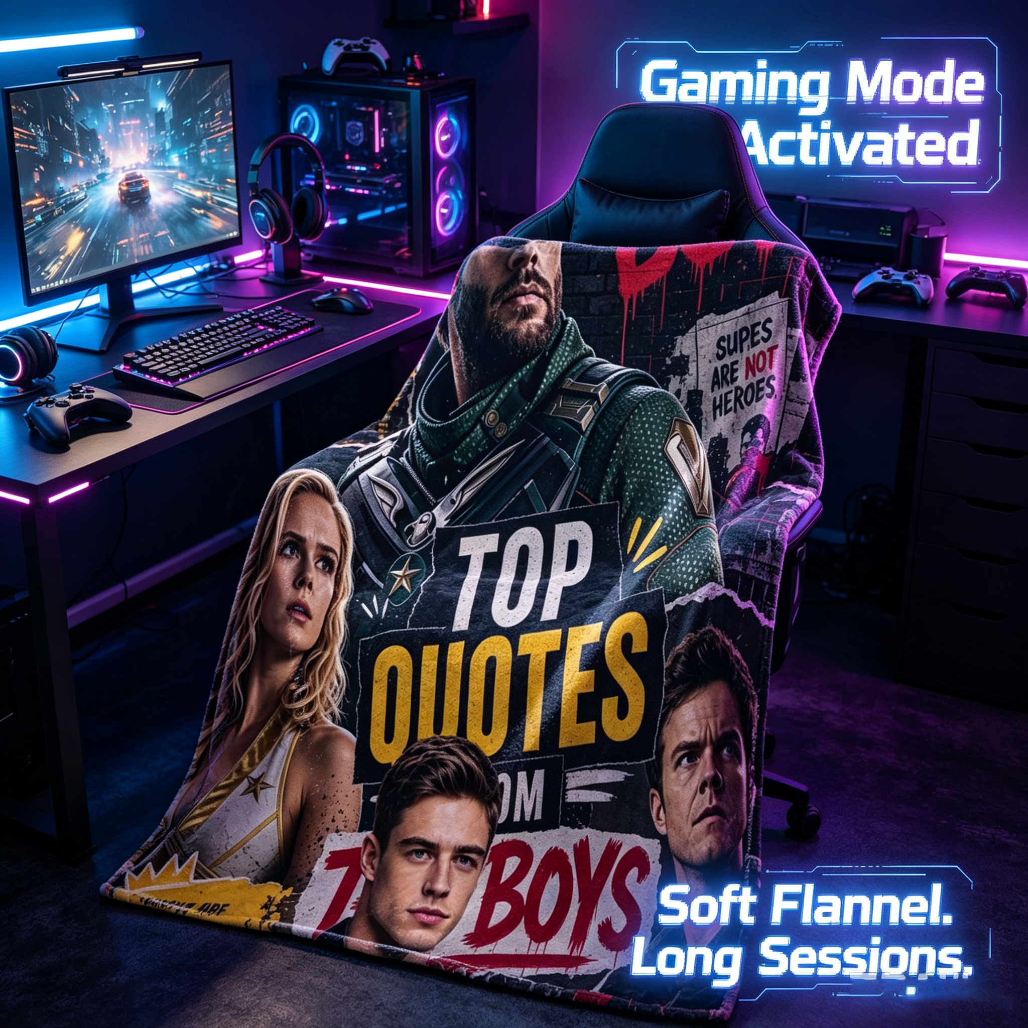 Custom Face Blanket The Boys TV Show Flannel Blanket Featuring Homelander Starlight Hughie and Soldier Boy Perfect for Fans as a Cozy Gift or Birthday Present