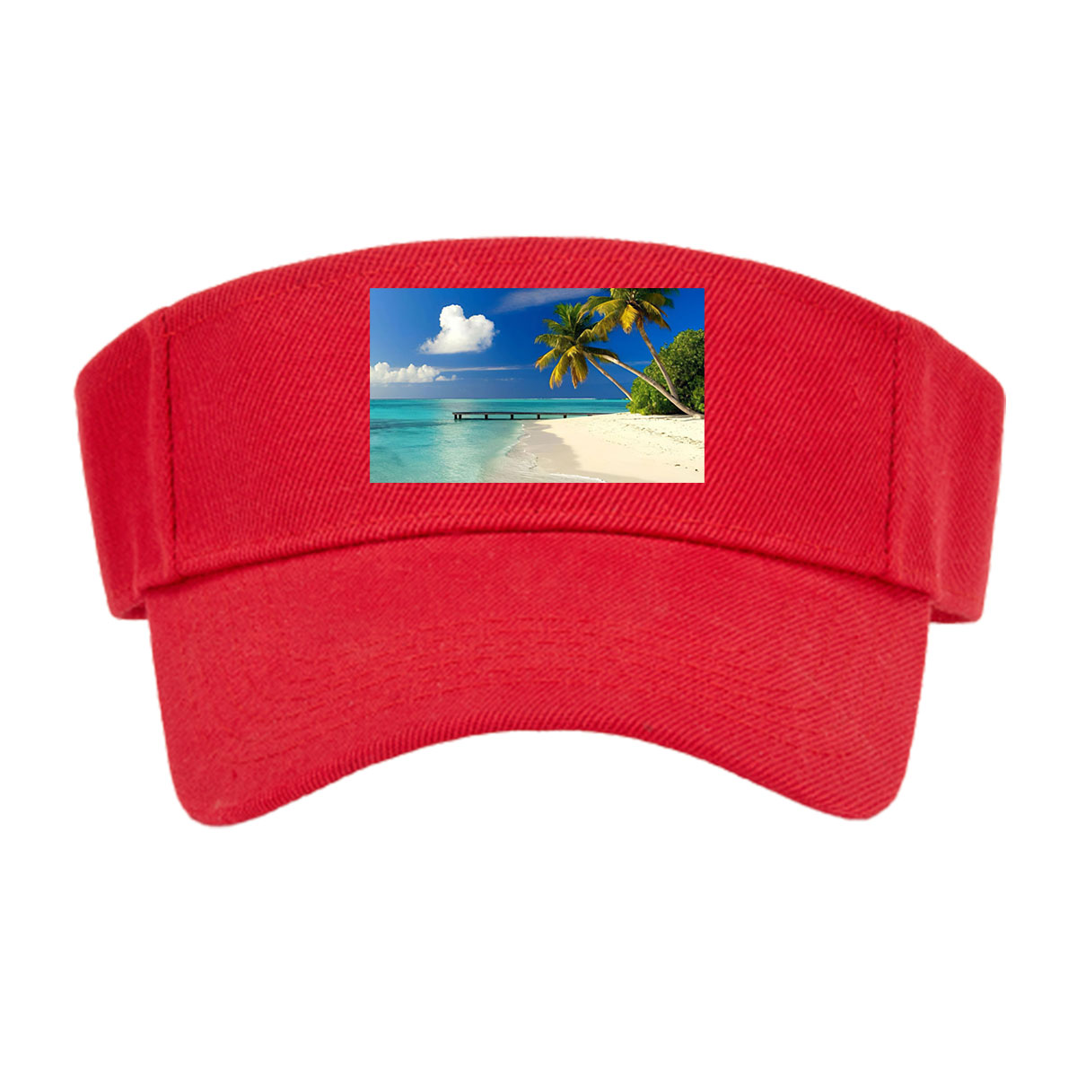 Tropical Beach with Palm Trees and Crystal Clear Water -  Visor cap