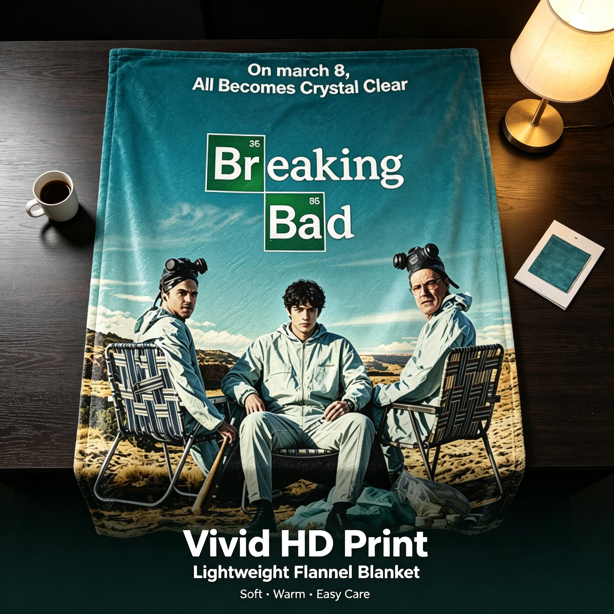 Custom Face Blanket Breaking Bad TV Show Flannel Blanket for Couch or Bedding Gift Idea for Fans