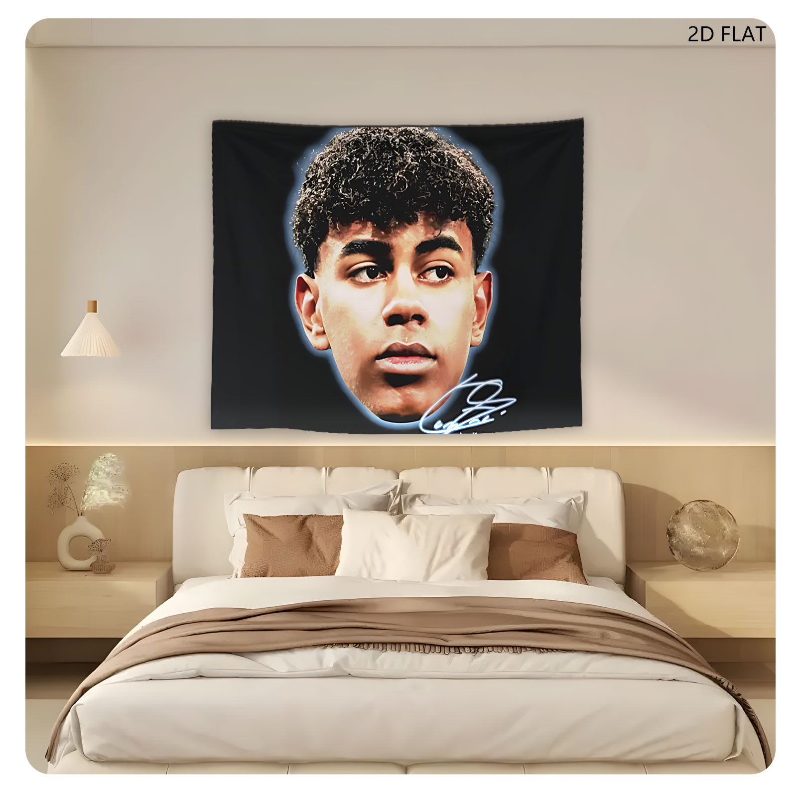 Lamine Yamal Portrait with Signature - Tapestry
