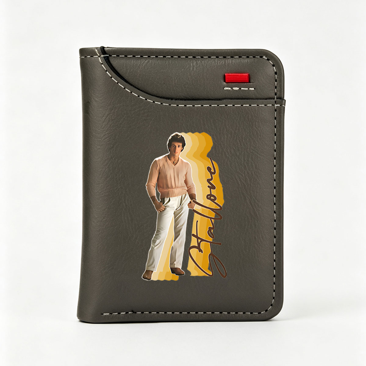 John Travolta in a Pink Sweater and White Pants, Signature Style - Vertical Style Wallet