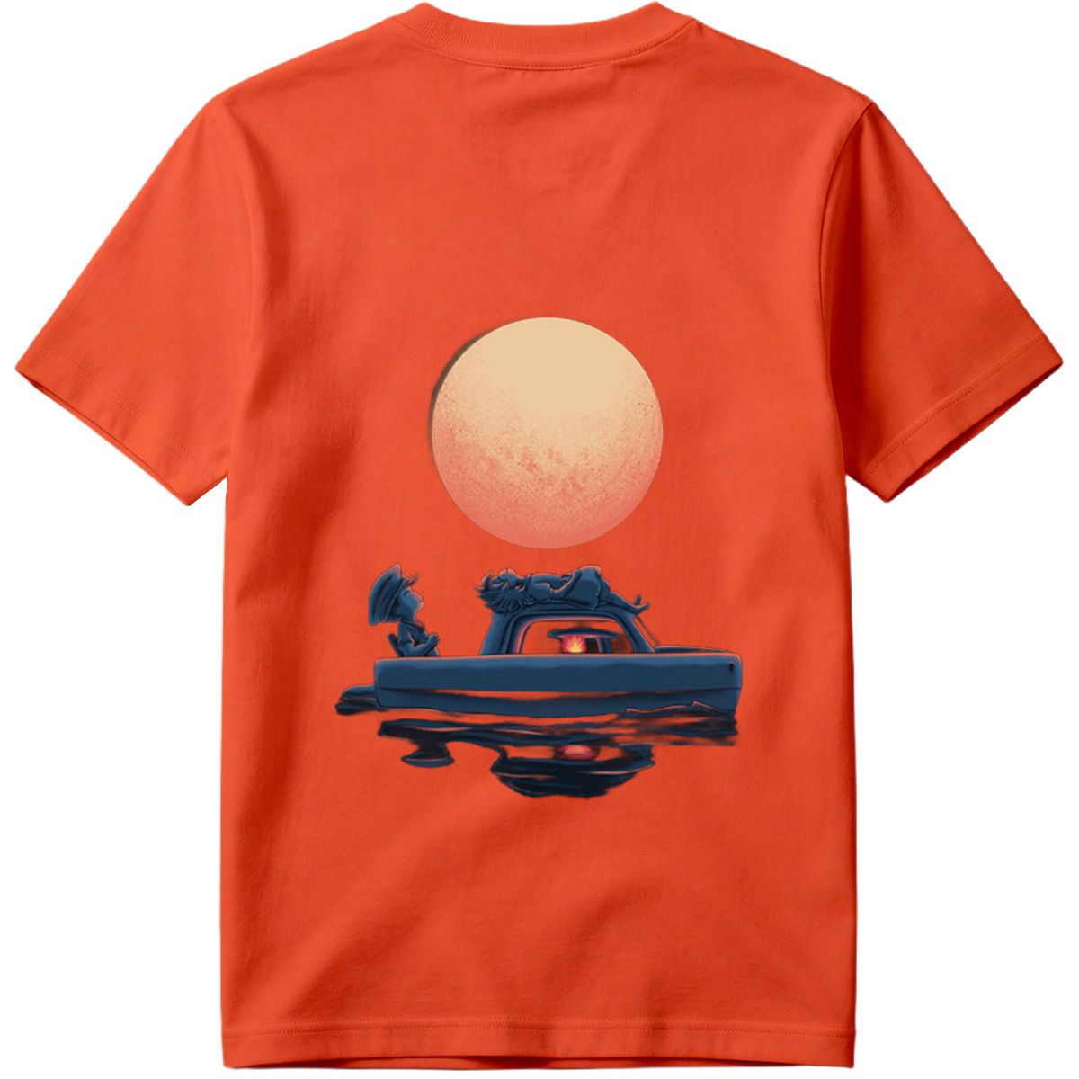 Mario and Bowser in a Boat Under the Moon - Tee