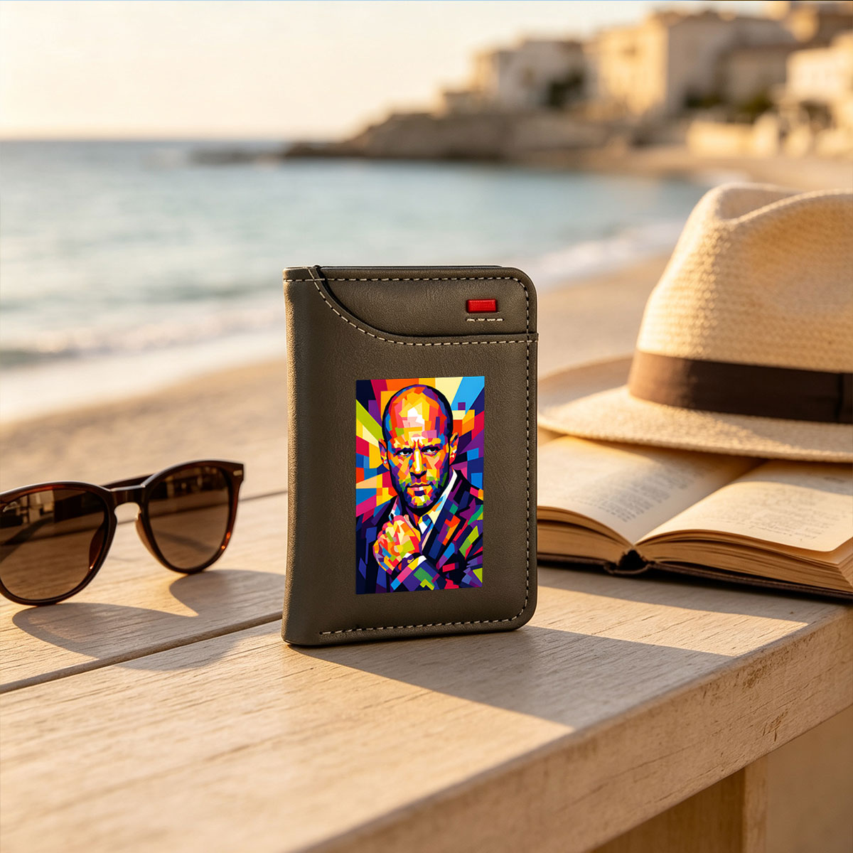 Colorful Geometric Portrait of a Man in Suit - Vertical Style Wallet