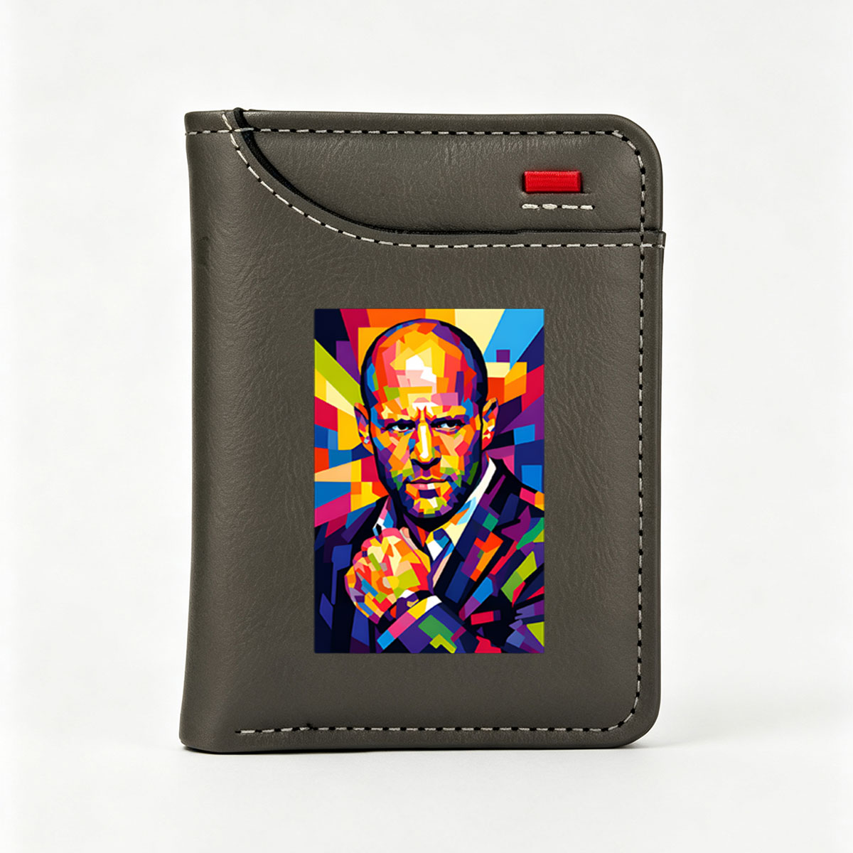 Colorful Geometric Portrait of a Man in Suit - Vertical Style Wallet