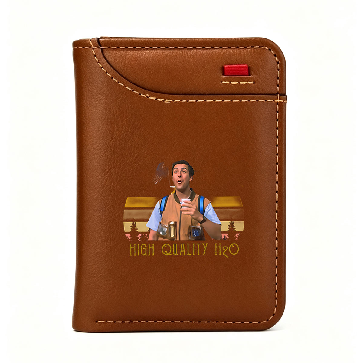 High Quality H2O: A Man in a Vest Holding a Cup with Nature Background - Vertical Style Wallet