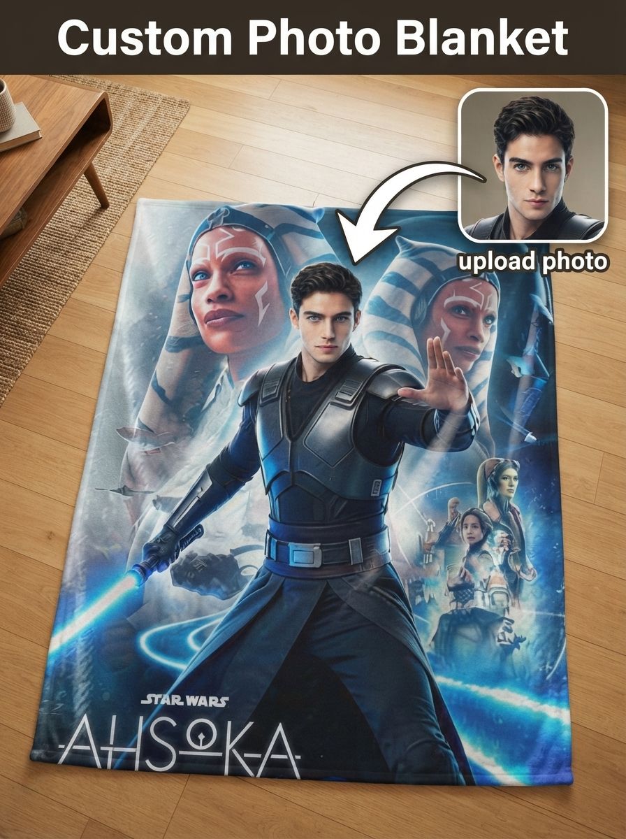 Custom Photo Face Sci-Fi Hero Flannel Blanket Personalized Ultra Soft Anti-Pill Warm Throw Ideal Cozy Gift for Fans