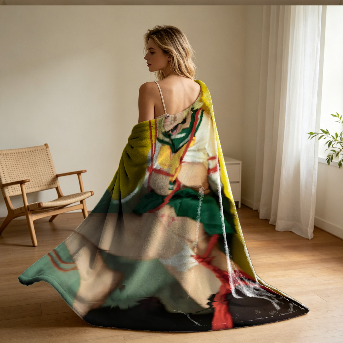 Jennifer Lawrence Nude on Floor in Sparkly Heels and Pink Socks - Blanket