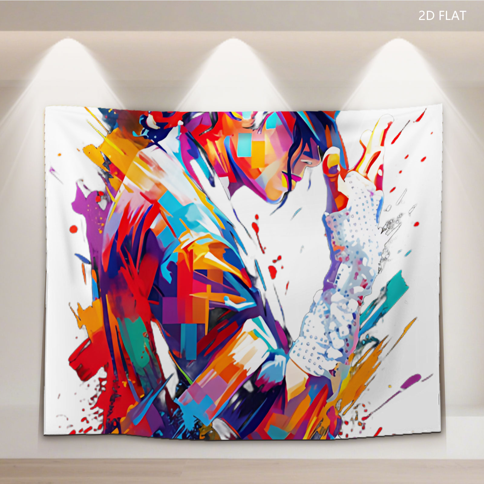Michael Jackson in Iconic Pose with Colorful Artistic Style - Tapestry