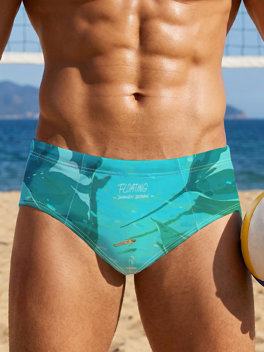 Manta Rays Gliding in Turquoise Waters -  Men's swim trunks