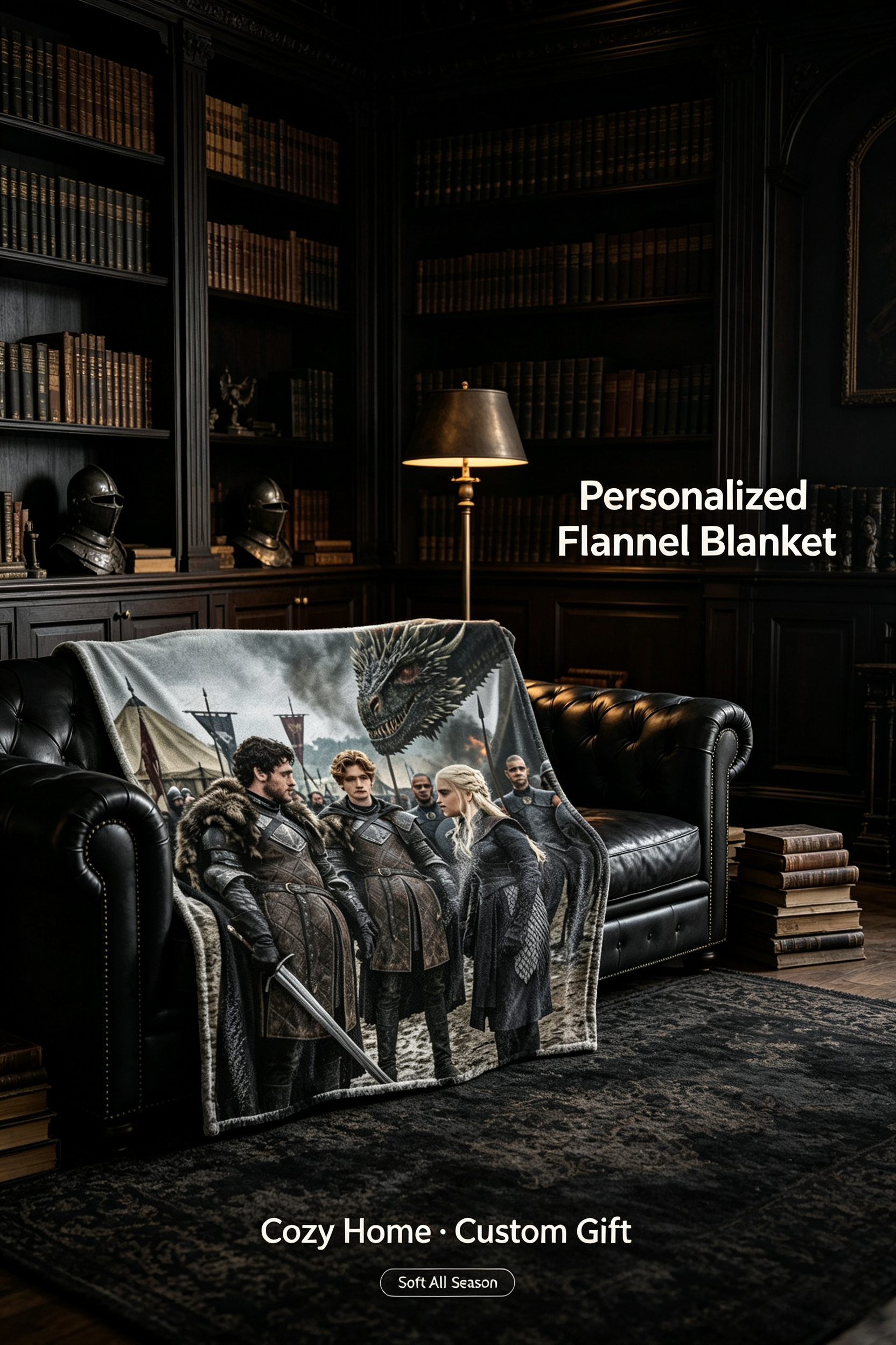Custom Face Blanket Game of Thrones Characters Flannel Blanket Perfect for Couch Cozy Nights or as a Unique Gift for Fans