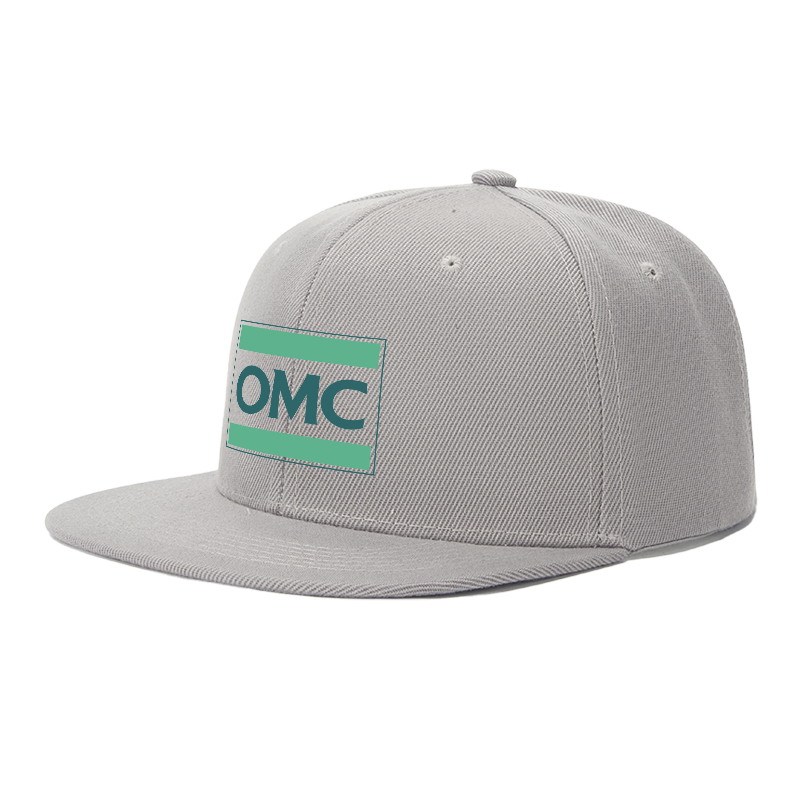 Flat Brim Baseball Cap OMC Logo Print Streetwear Underground Skate Style for Basketball Court Skate Park Urban Riders and Hip Hop Artists