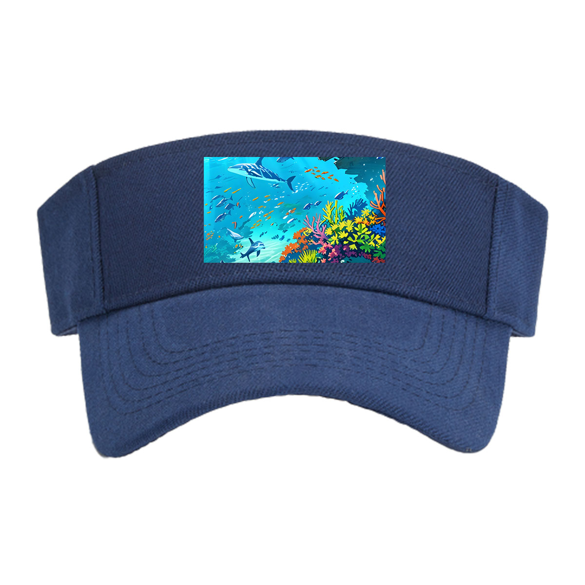 Vibrant Coral Reef with Dolphins and Tropical Fish -  Visor cap