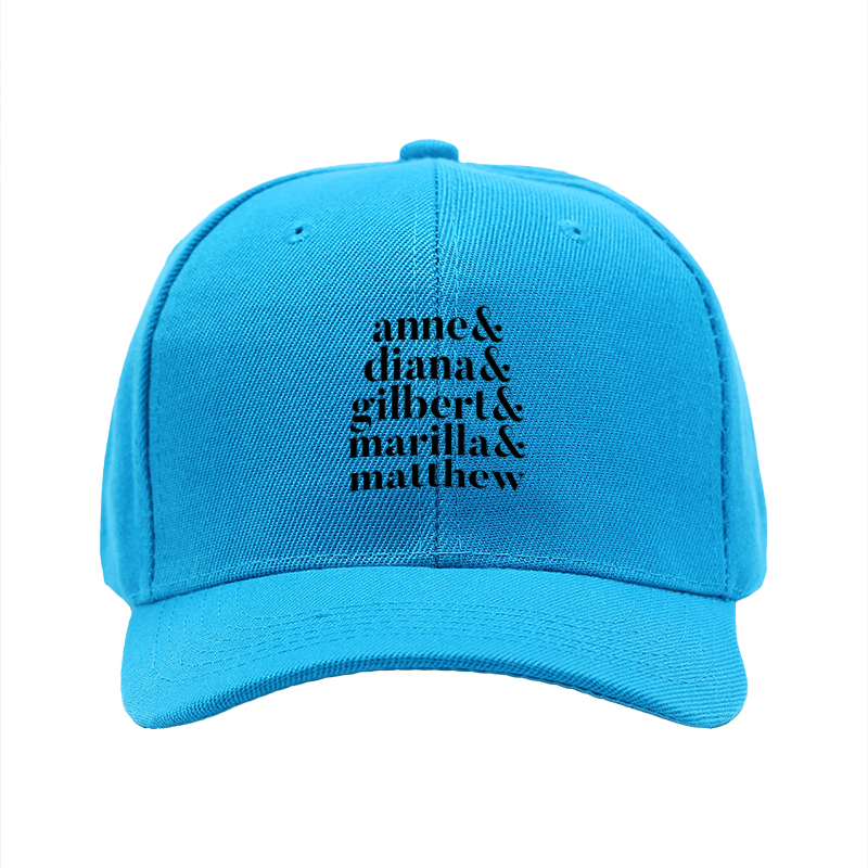 1pc New Baseball Cap with Name & Diana & Gilbert & Marilla & Matthew Print Unisex Adjustable Hat for Outdoor Activities and Casual Wear Adults Fashion Accessory