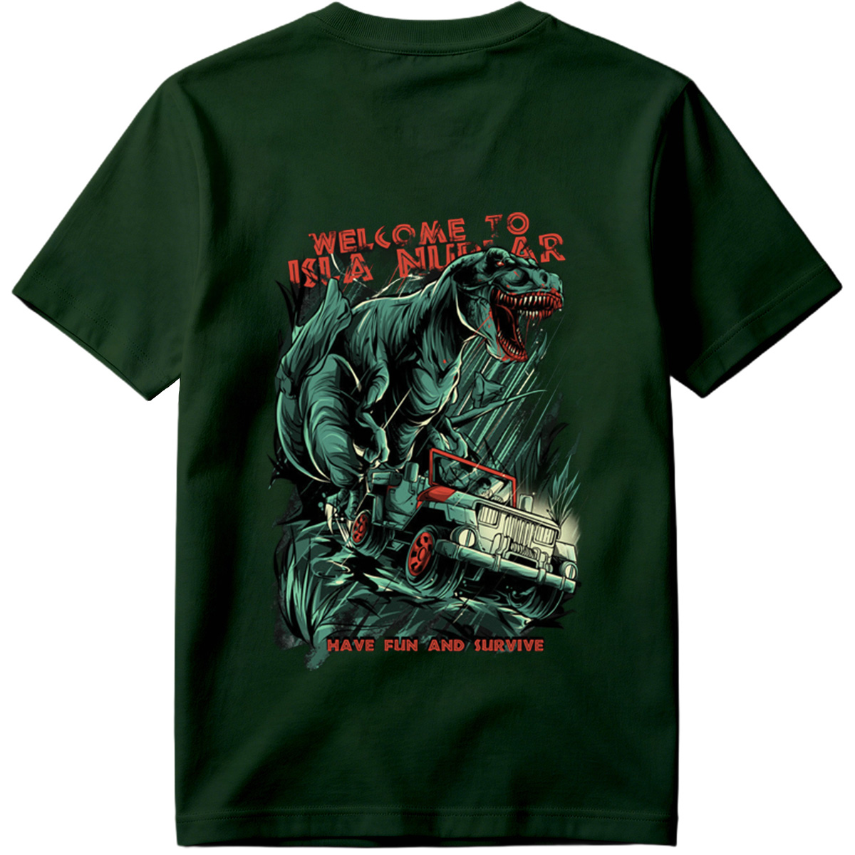 Jurassic Park T-Rex vs Jeep: Welcome to Isla Nublar - Tee