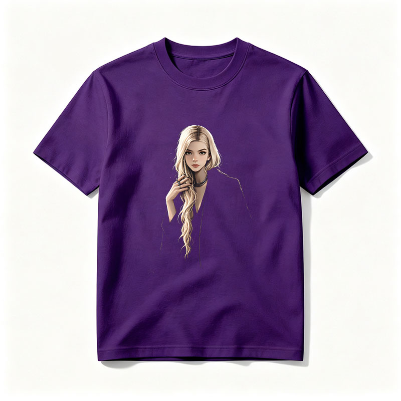 Blonde Woman in Black Coat with Elegant Pose - Tee
