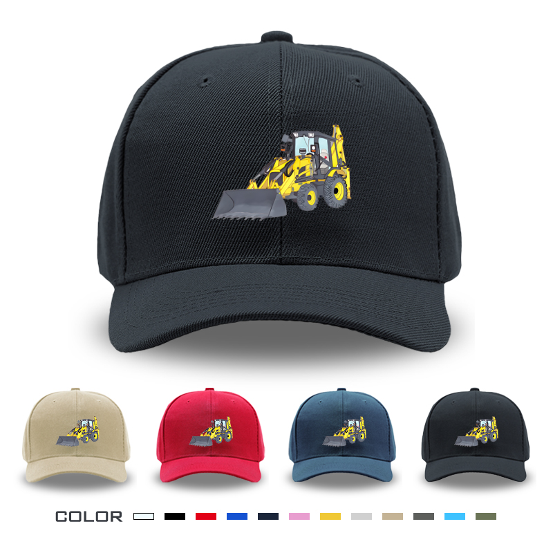 1pc New Baseball Cap with Yellow Excavator Print and Bold Text Design Unisex Adjustable Hat for Outdoor Work and Leisure Activities Suitable for Adults Who Love Construction Machinery and Heavy Equipment Themes