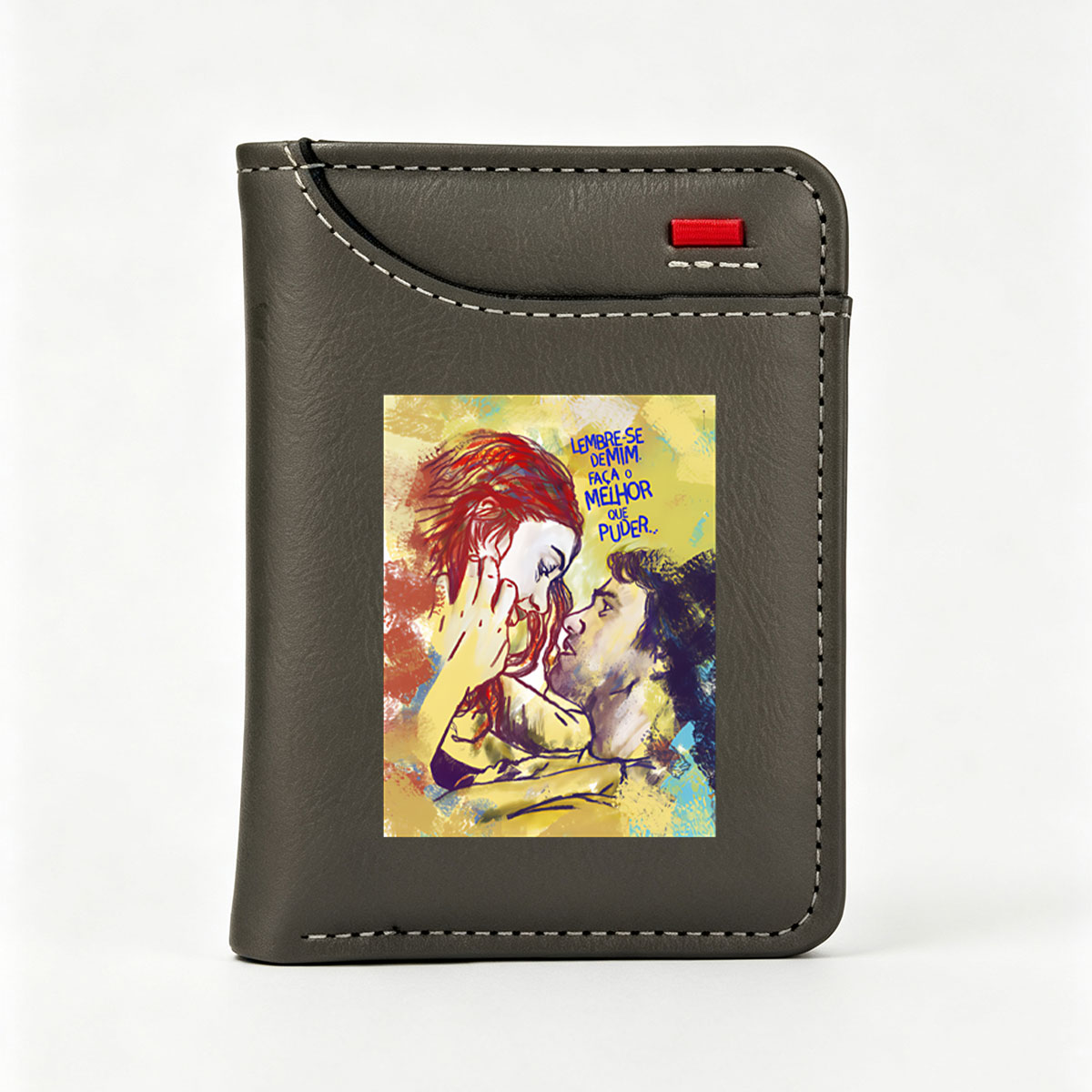Romantic Embrace: Man and Woman in Passionate Moment - Vertical Style Wallet