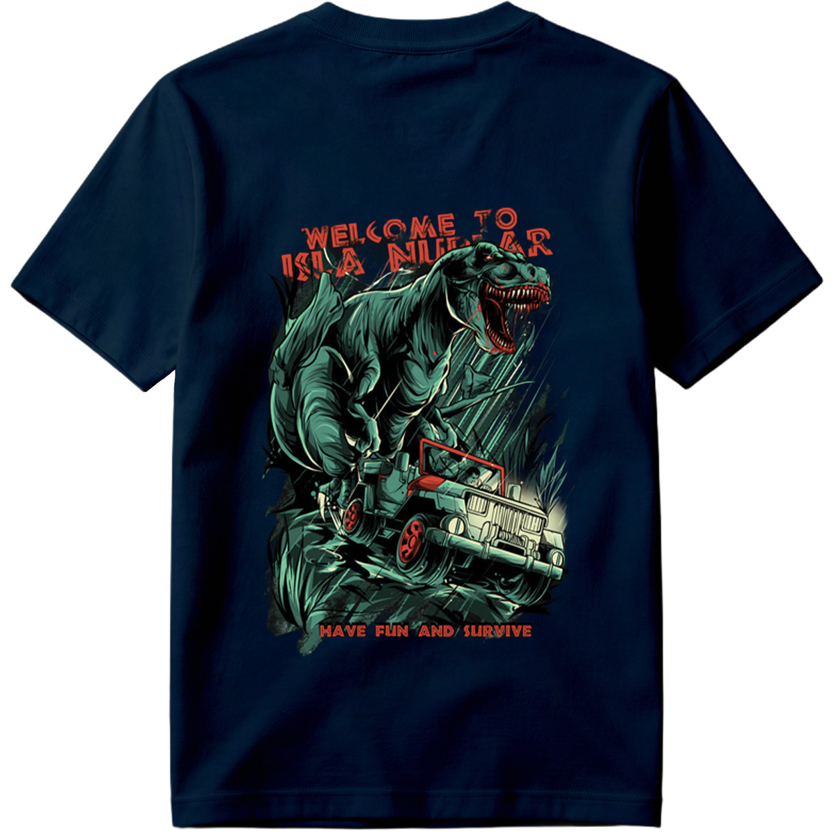 Jurassic Park T-Rex vs Jeep: Welcome to Isla Nublar - Tee