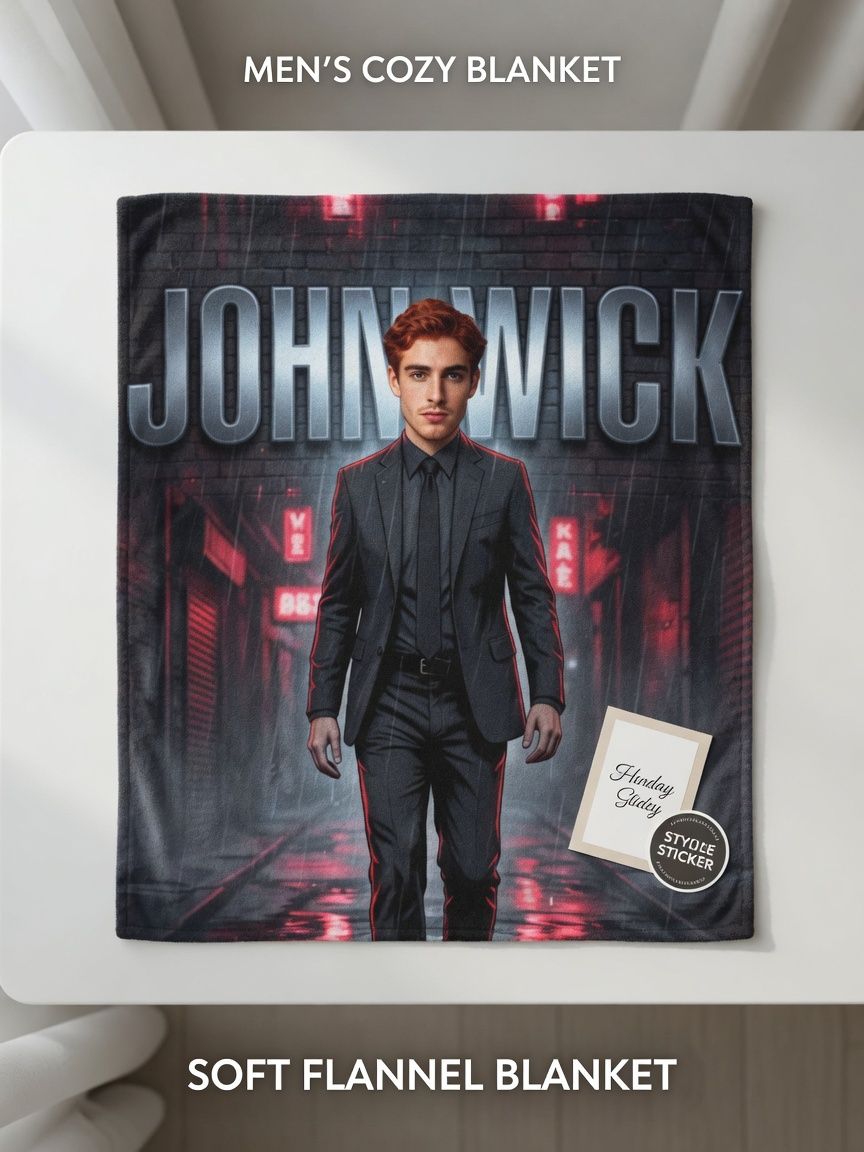 Custom Face Photo Flannel Throw Blanket Personalized Action Movie Style Ultra Soft Velvet Bed Blanket Ideal Custom Gift