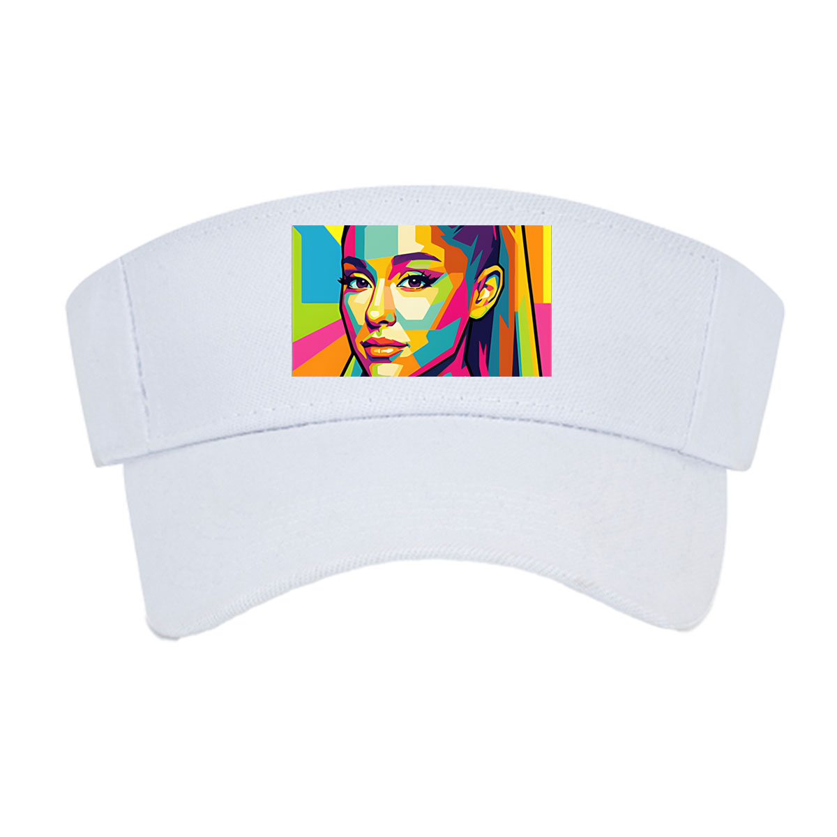 Colorful Pop Art Portrait of a Woman with Vibrant Geometric Patterns -  Visor cap