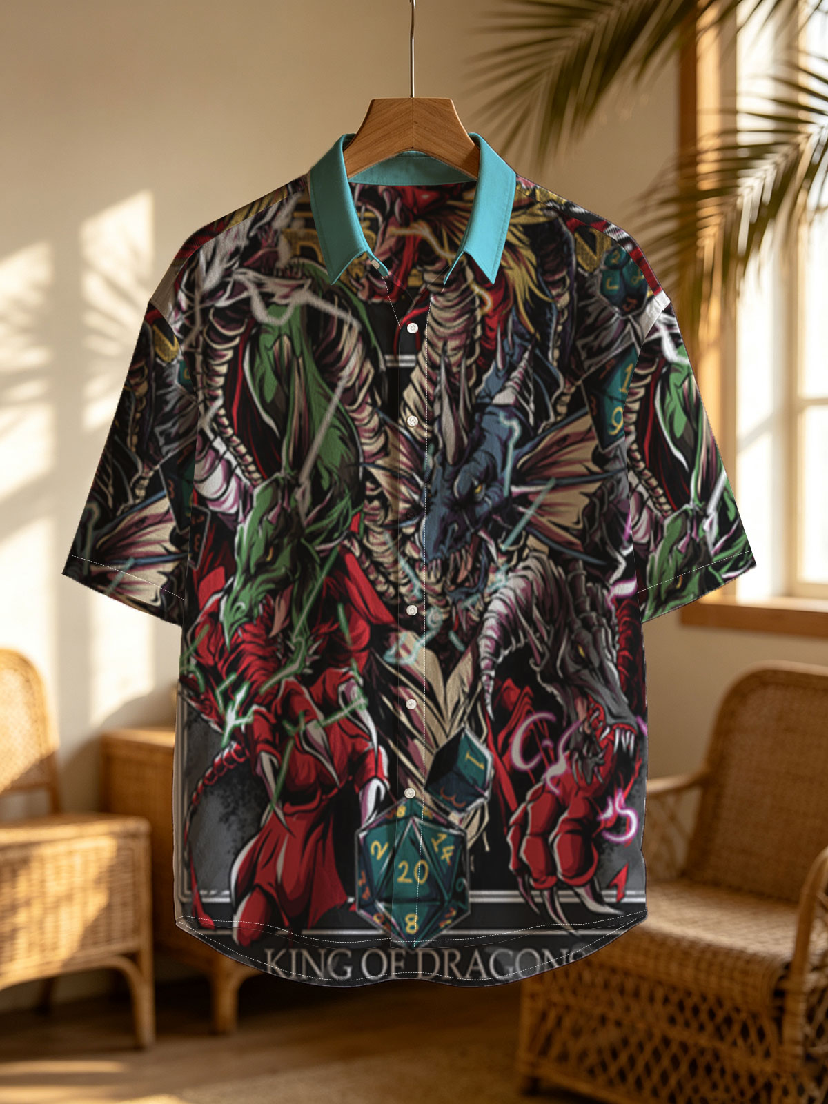 King of Dragons: Mythic Beasts and D20 Dice Fusion Art -  Shirt