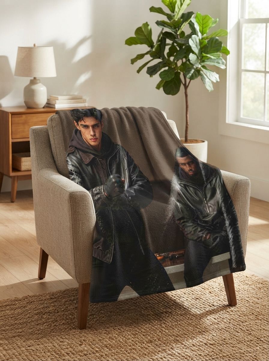 Custom Photo Face Blanket Personalized Flannel Fleece Throw Soft Skin-Friendly Anti-Pilling Portrait Blanket Ideal Gift