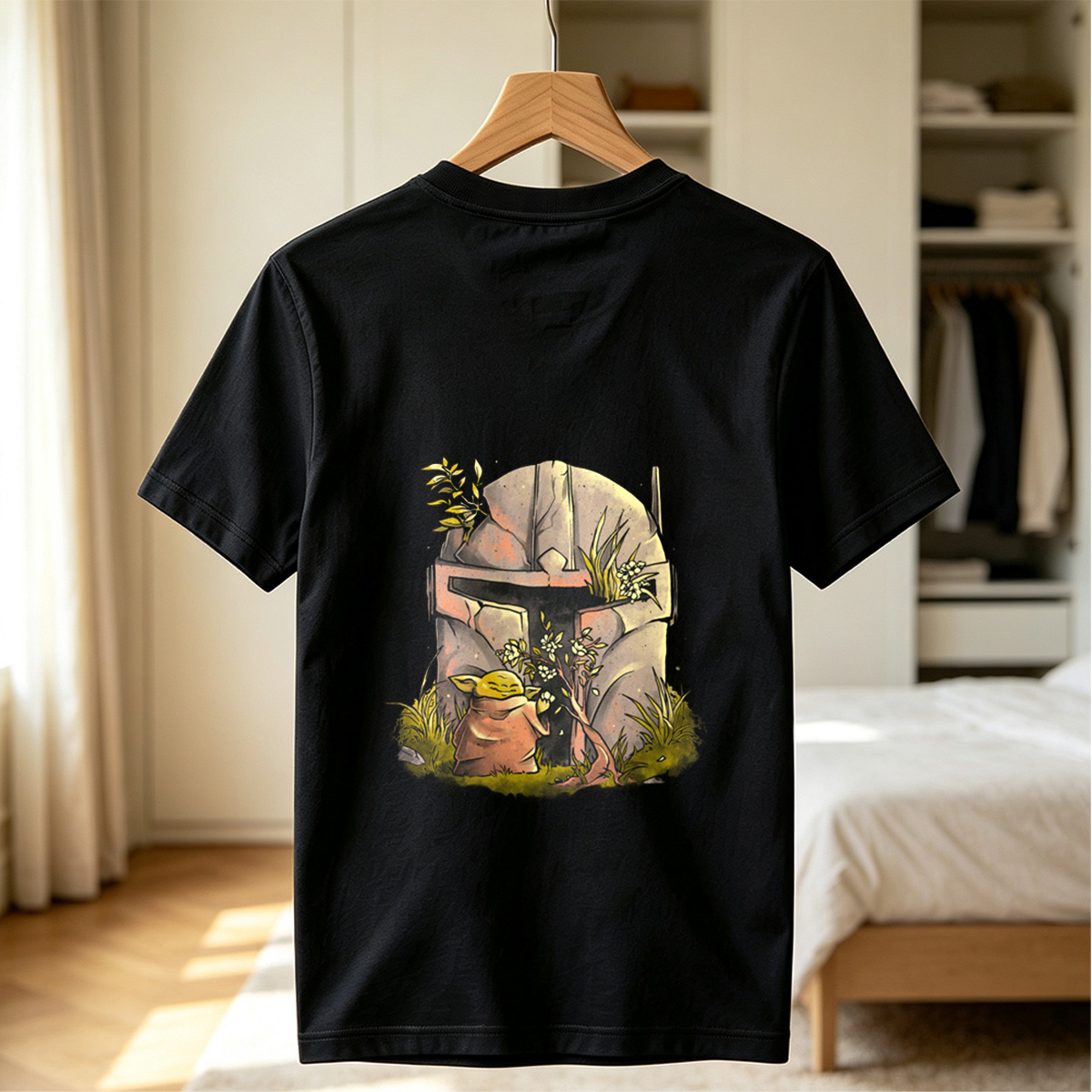 Yoda and Mandalorian Helmet Garden - Tee