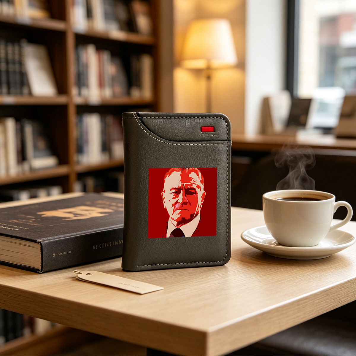 Portrait of a Man in Red and White Stylized Art - Vertical Style Wallet