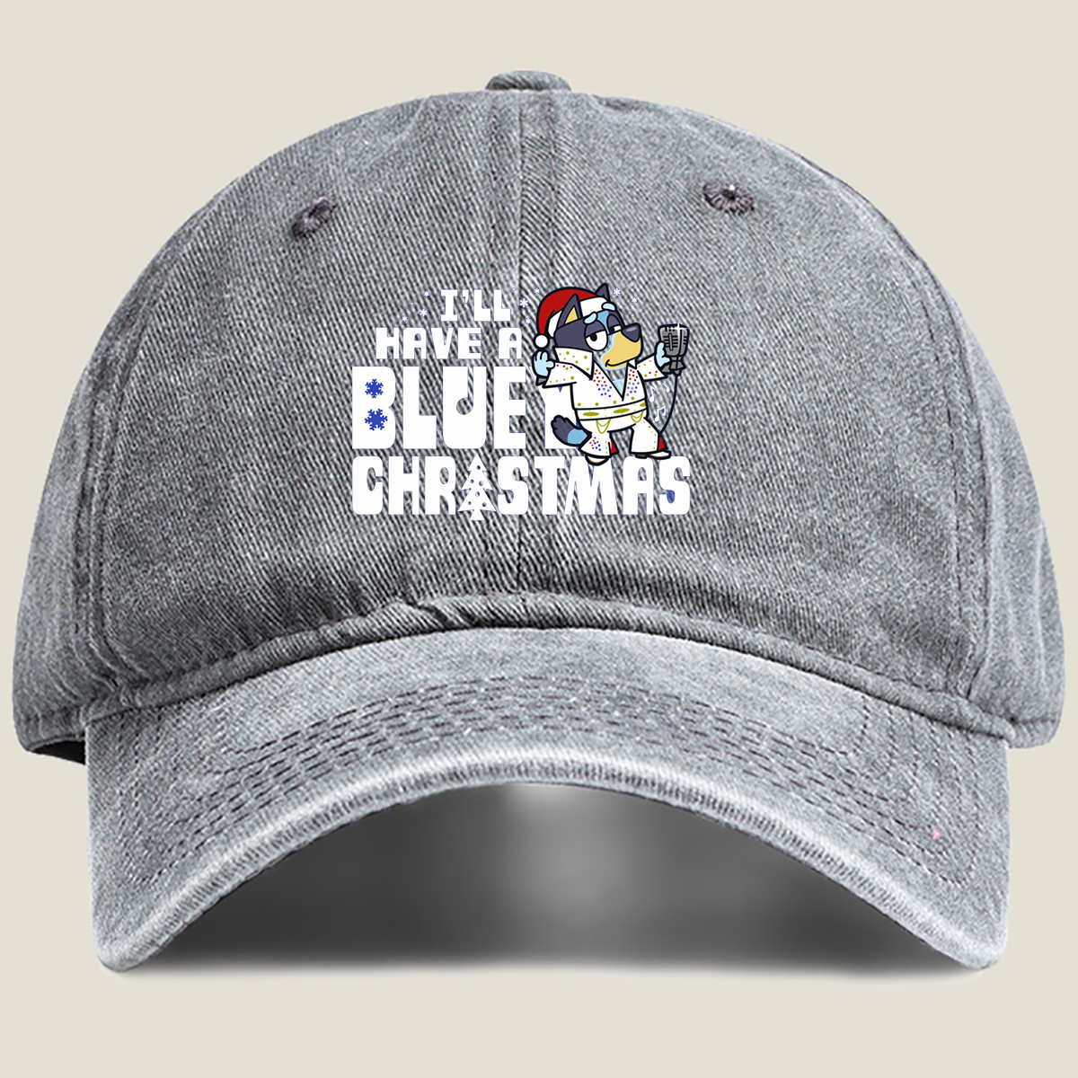 Bluey Christmas Singing - Washed Denim - Baseball Cap