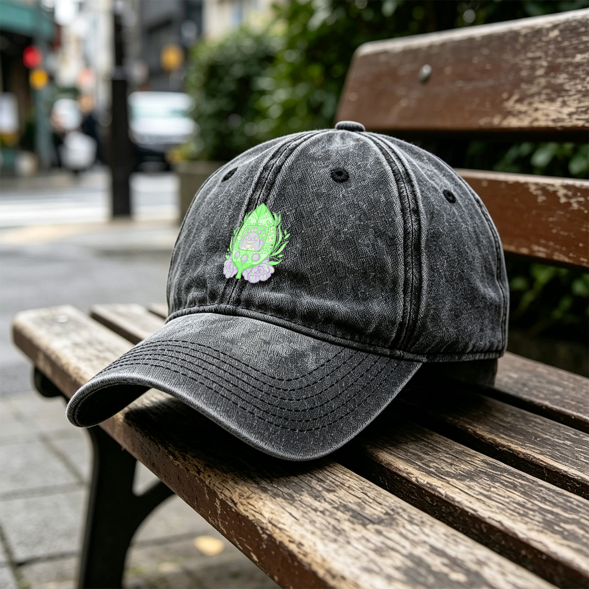 Totoro Tamagotchi Level Up - Washed Denim - Baseball Cap