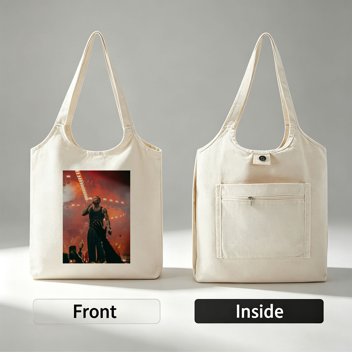 Tory Lanez on Stage Performing at a Concert with Intense Red Lighting and Crowd Engagement - Canvas shoulder bags/