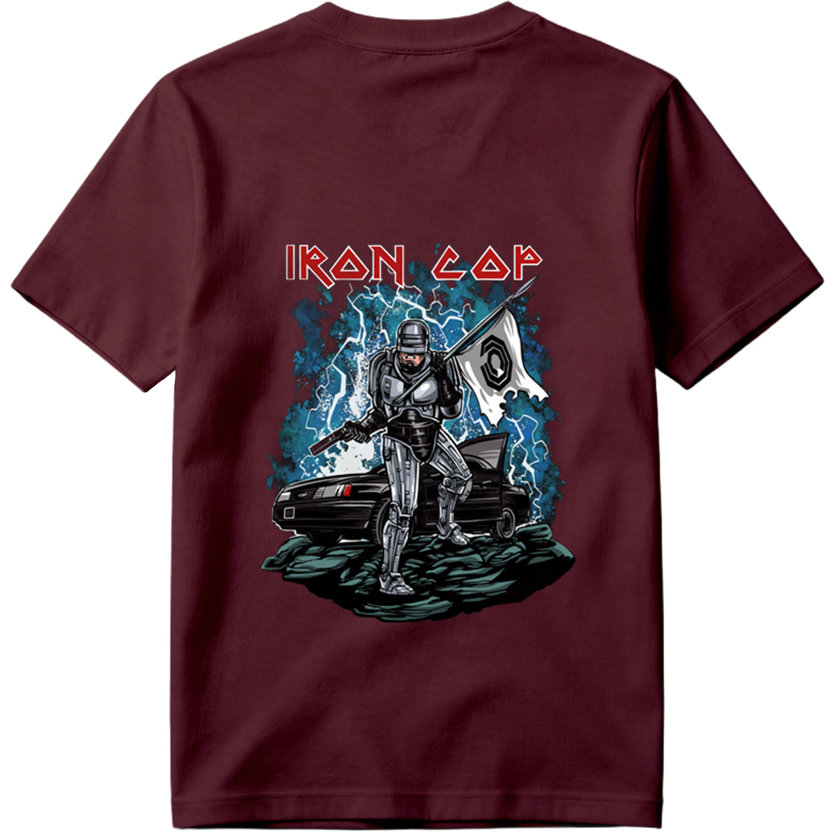 Iron Cop: Robo-Police Officer with Flag and Car - Tee