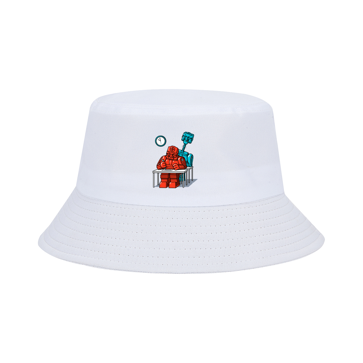 Red Robot Medic Studying at Desk - Fisherman's Hat