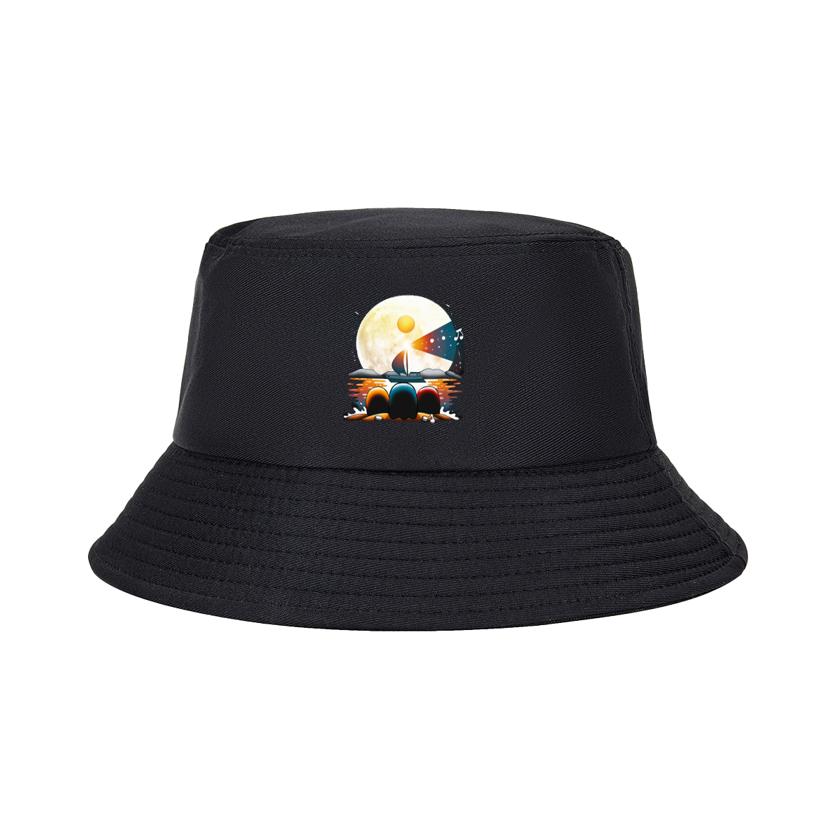 Sailboat Under the Moonlight with Musical Notes - Fisherman's Hat