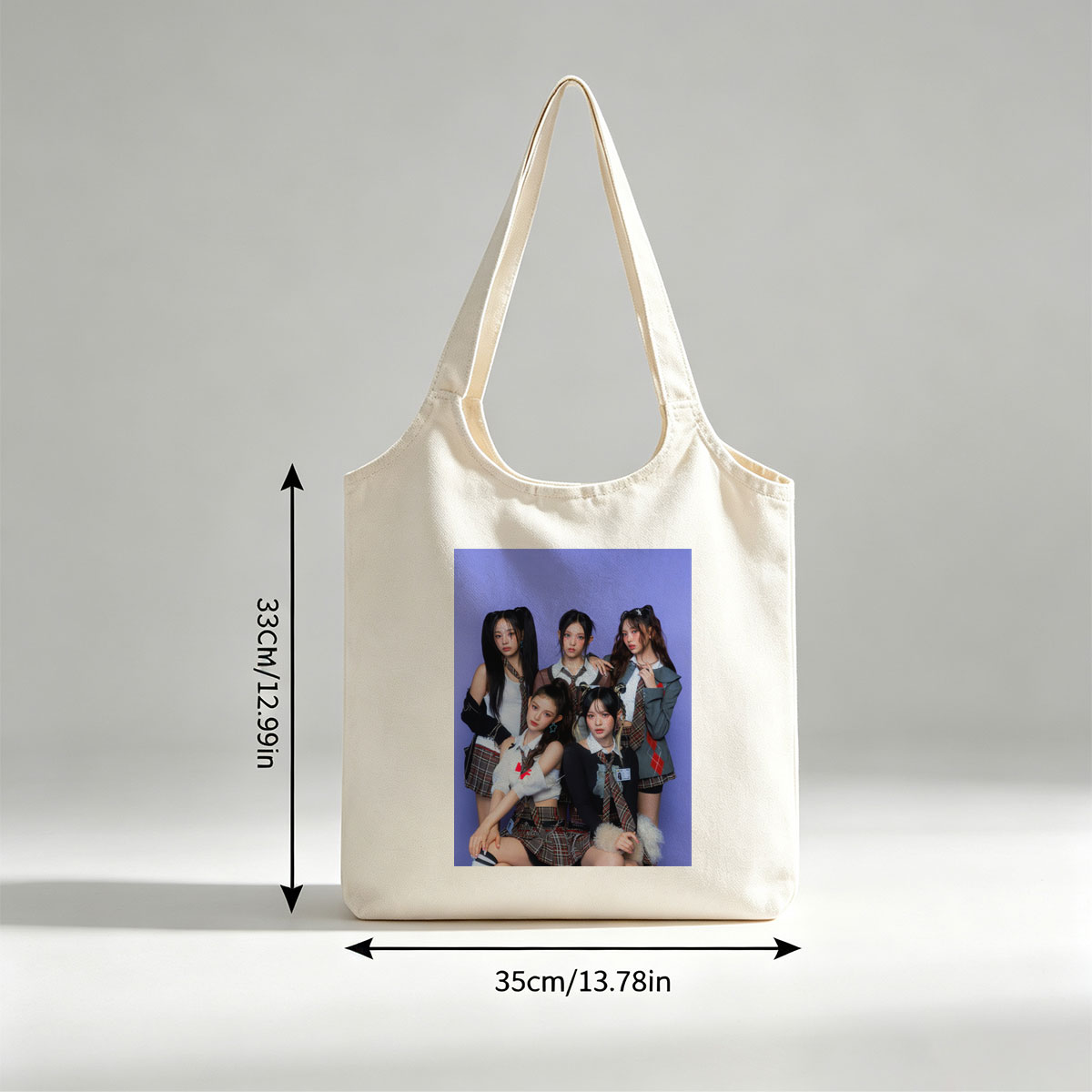 NewJeans School Uniform Concept Photo on Purple Background - Canvas shoulder bags/