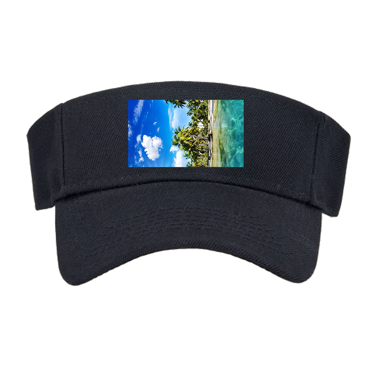 Tropical Paradise with Palm Trees and Crystal Clear Water -  Visor cap