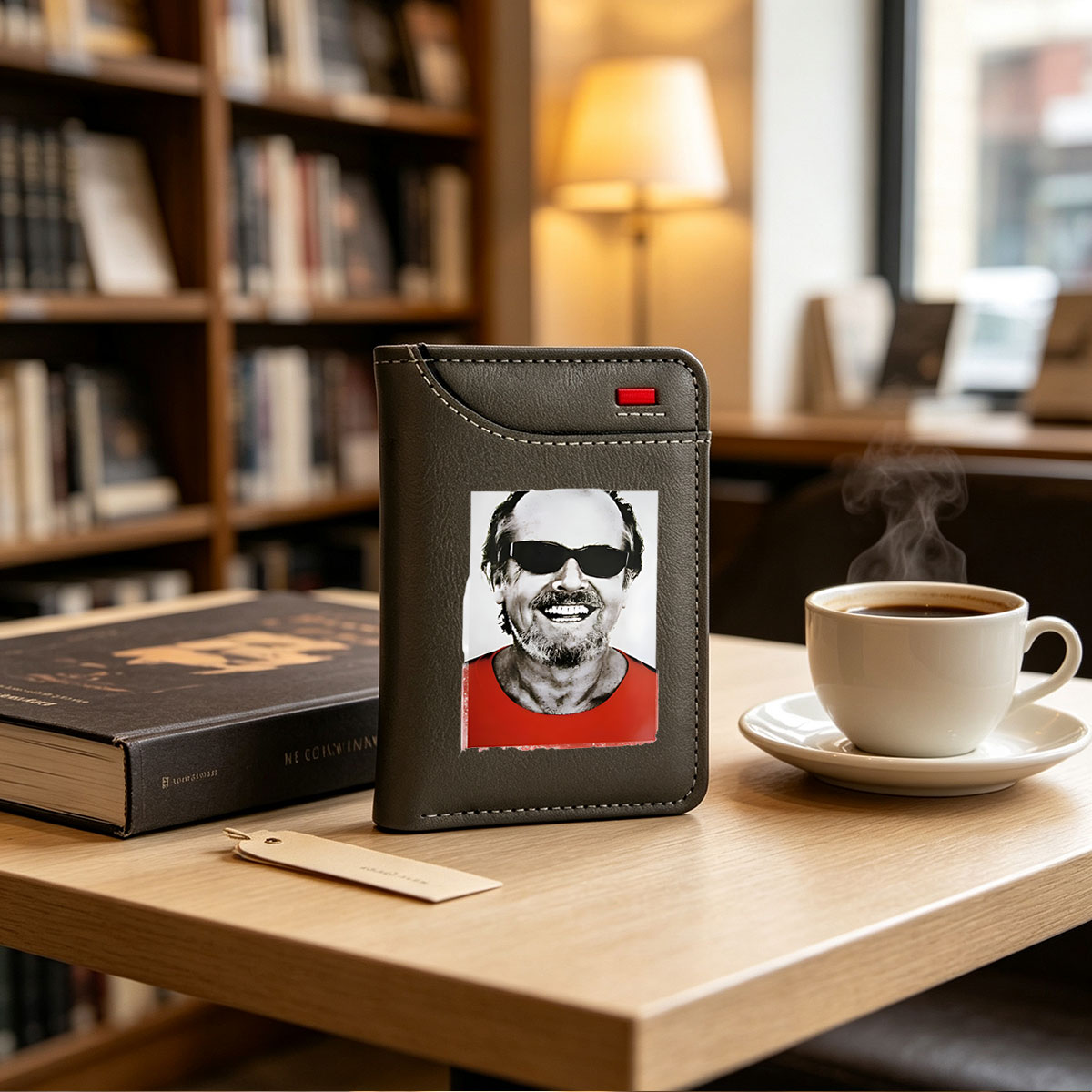 Man in Red Shirt and Sunglasses Smiling - Vertical Style Wallet