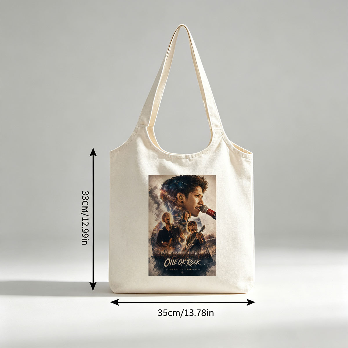 ONE OK ROCK Live Concert Performance with Band Members on Stage and Crowd in the Background - Canvas shoulder bags/