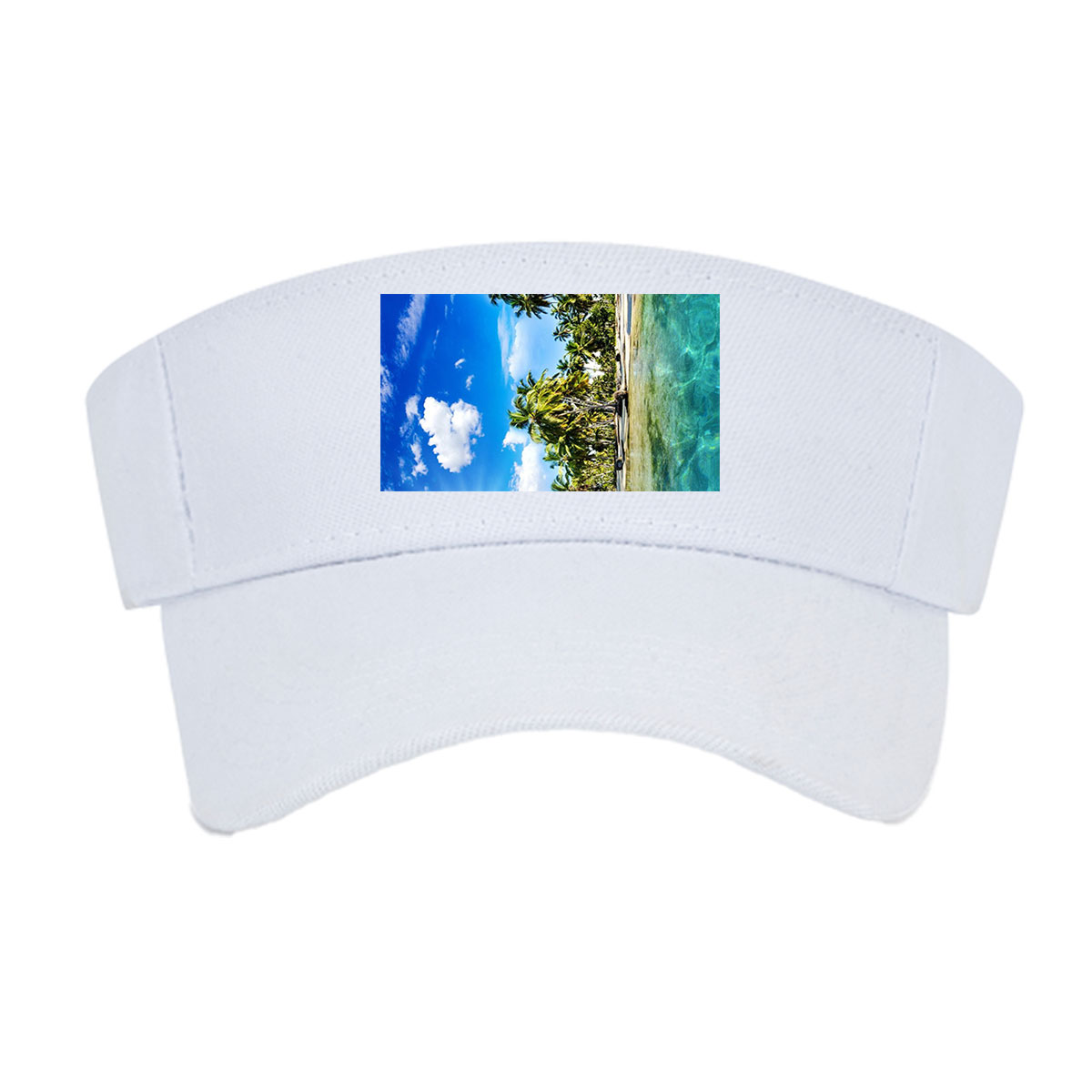 Tropical Paradise with Palm Trees and Crystal Clear Water -  Visor cap