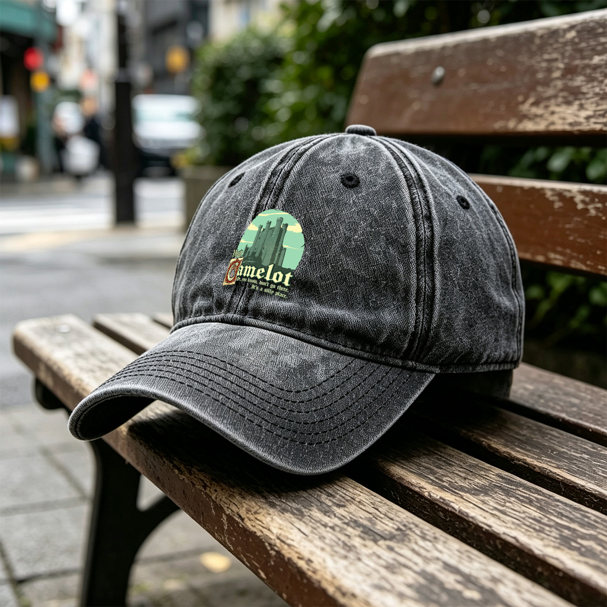 Visit Camelot: A Silly Place - Washed Denim - Baseball Cap