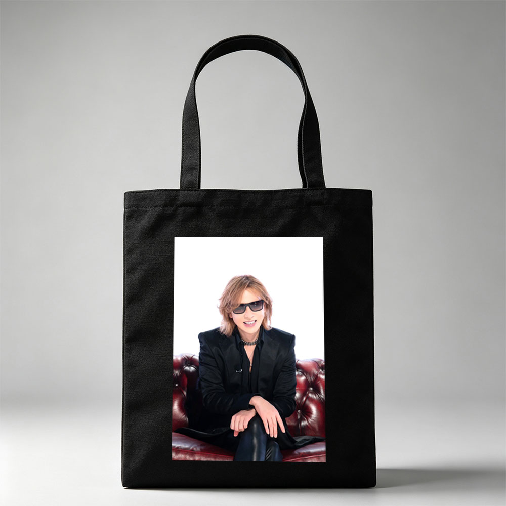 Yoshiki from X Japan Sitting on a Red Leather Couch Wearing Sunglasses and a Black Suit - Canvas tote bags